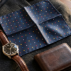 Silk pocket square [polka dot pattern], close-up texture