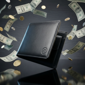 Premium luxury leather wallet in black color
