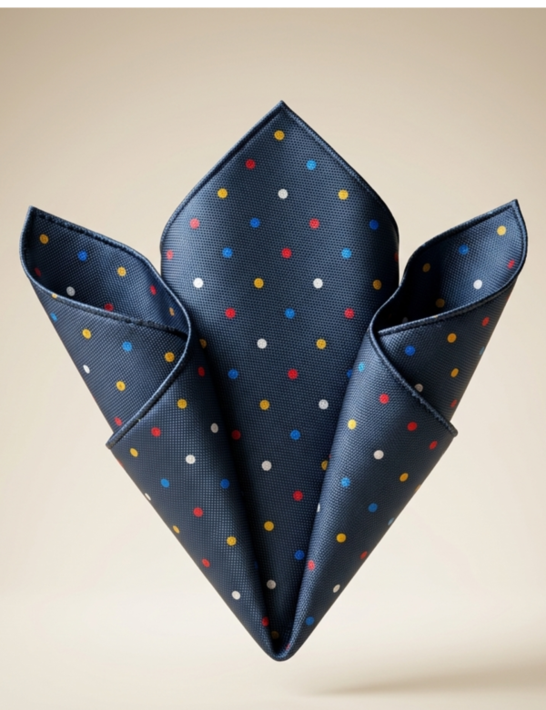Men's pocket square [polka dot pattern], folded view