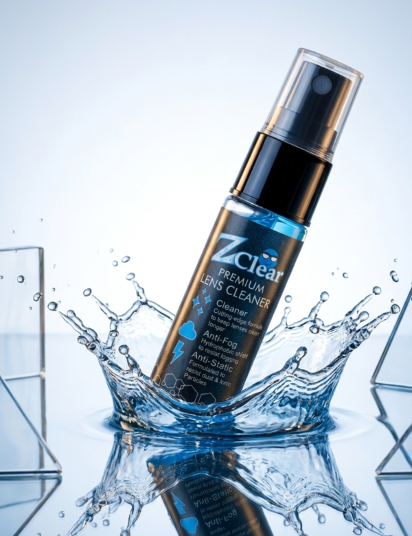 Anti-fog lens cleaning liquid spray
