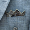 Men pocket square blazer styling close view
