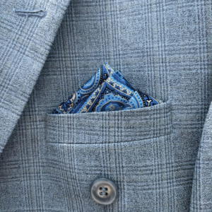Men’s Blue Pocket Square – Premium Paisley Pattern Handkerchief for Suit, Blazer & Formal Wear