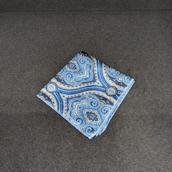 Men’s Blue Pocket Square – Premium Paisley Pattern Handkerchief for Suit, Blazer & Formal Wear