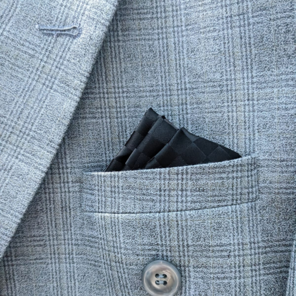 Men’s Formal Pocket Square – Black Patterned Handkerchief for Wedding, Office & Party Wear