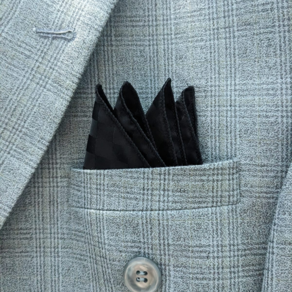 Men’s Formal Pocket Square – Black Patterned Handkerchief for Wedding, Office & Party Wear