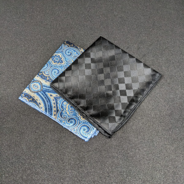 Men’s Formal Pocket Square – Black Patterned Handkerchief for Wedding, Office & Party Wear
