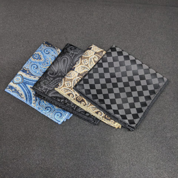 Men’s Black Pocket Square – Premium Jacquard Pattern Handkerchief for Suit, Blazer & Formal Wear