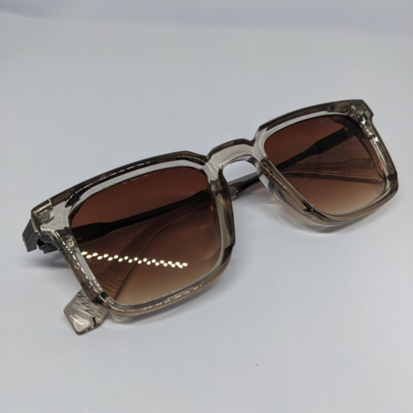 Men’s Stylish Square Sunglasses – Gradient Brown Lens, Transparent Frame, UV400 Protection Shades