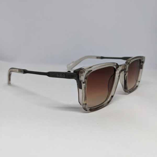 Men’s Stylish Square Sunglasses – Gradient Brown Lens, Transparent Frame, UV400 Protection Shades