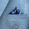 Men paisley pocket square blazer styling close view