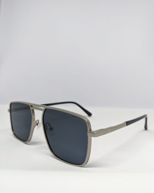 MIGNON FB Square navigator sunglasses silver frame close up view