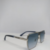 Side angle of silver metal alloy aviator sunglasses for men