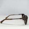 MIGNON FB (13) Square frame olive brown acetate sunglasses rear angle showing bronze metal hinge detail