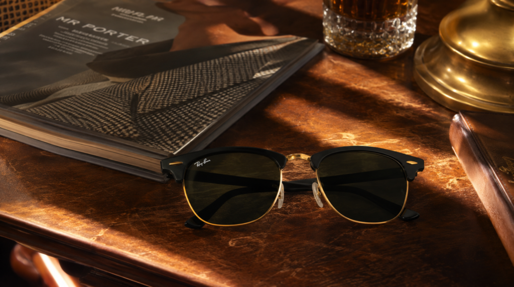 Classic Clubmaster Sunglasses with vintage browline design