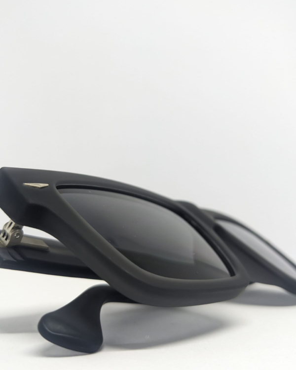 Square frame sunglasses with UV400 protection, dark smoke grey lens