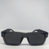 Matte black square sunglasses for men with dark smoke grey lens