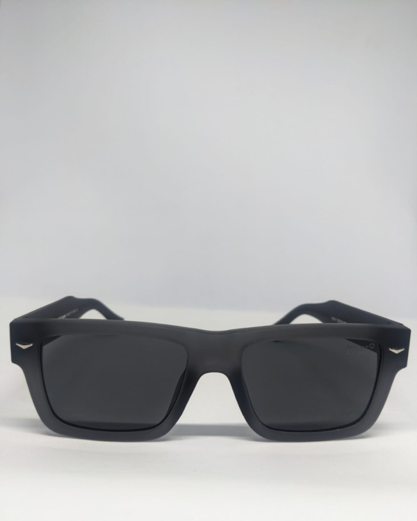 Matte black square sunglasses for men with dark smoke grey lens