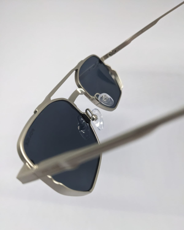 Square aviator sunglasses silver frame top view showing lens shape