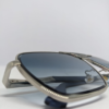 Close-up of blue gradient flat lens on square aviator sunglasses