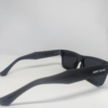 Side angle of flat-top square sunglasses, matte black finish