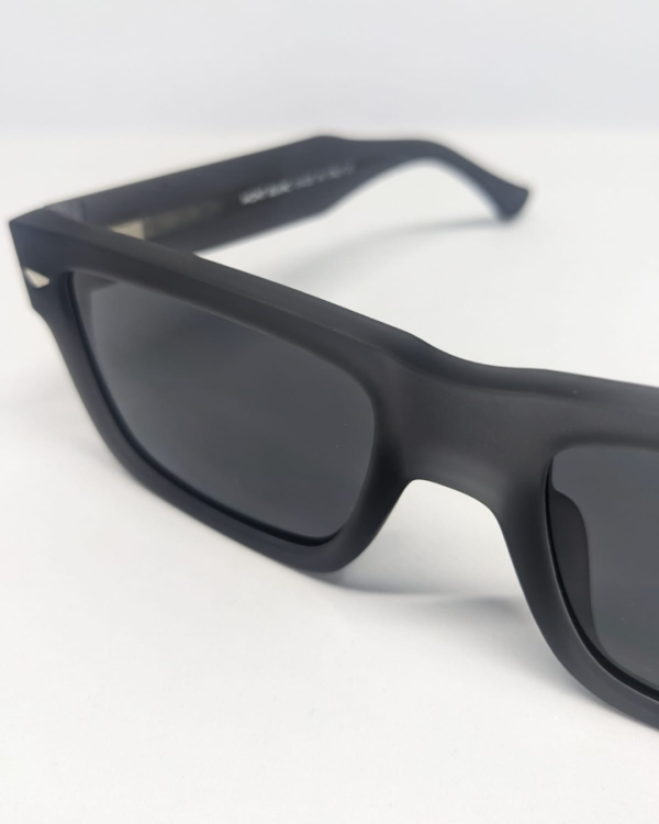 matte black square sunglasses side view