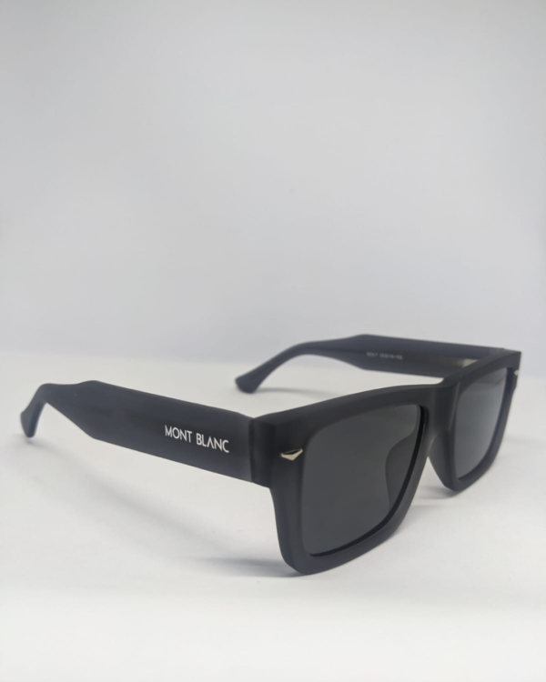 Bold square frame sunglasses with thick matte black temple arms