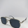 Square aviator sunglasses folded flat lay silver metal frame