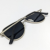MIGNON FB (8) Aviator silver metal frame sunglasses with black temple arms folded flat lay