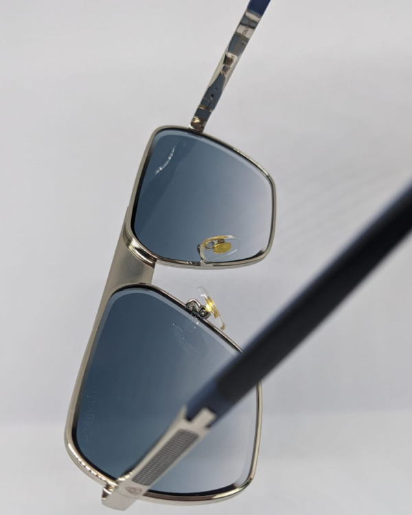 Square aviator sunglasses with blue gradient lens, UV400 protected