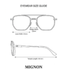 Size chart for square aviator sunglasses silver frame