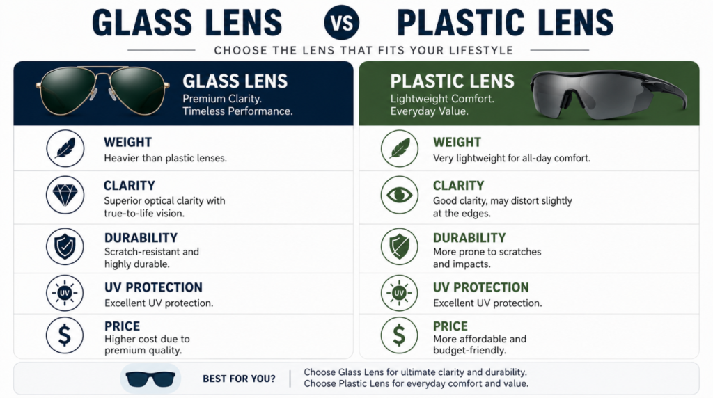 Glass Lens vs Plastic Lens Feature Comparison Chart