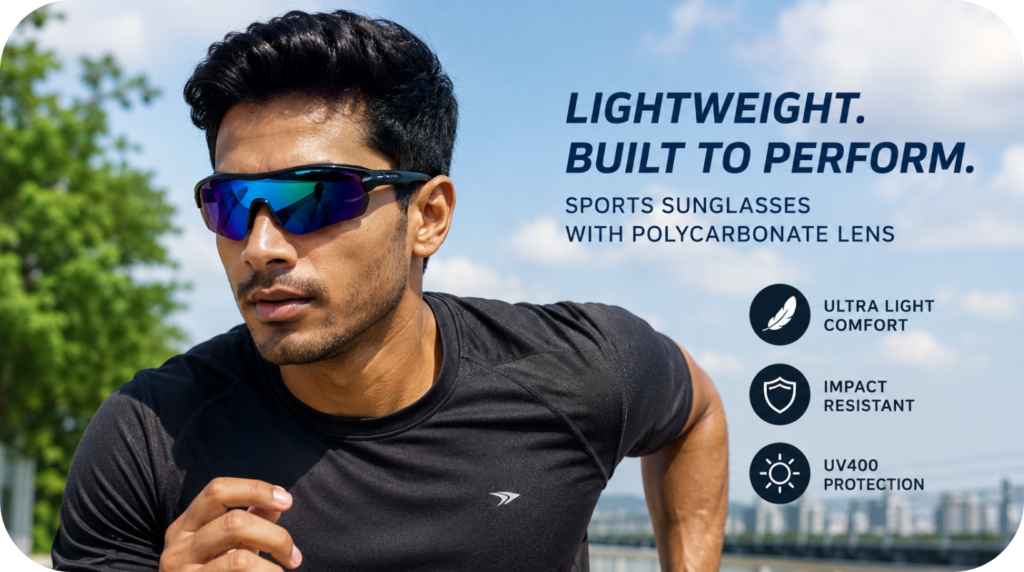 Plastic Lens Sunglasses for Sports and Daily Use