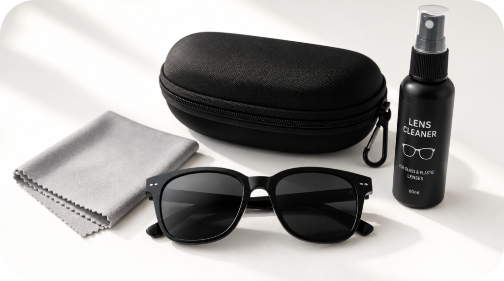 How to clean sunglasses lenses with a soft cloth