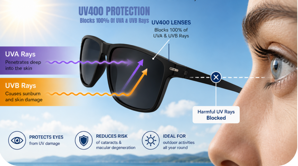 UV400 লেন্স কীভাবে UVA ও UVB রশ্মি থেকে চোখকে সুরক্ষা দেয়