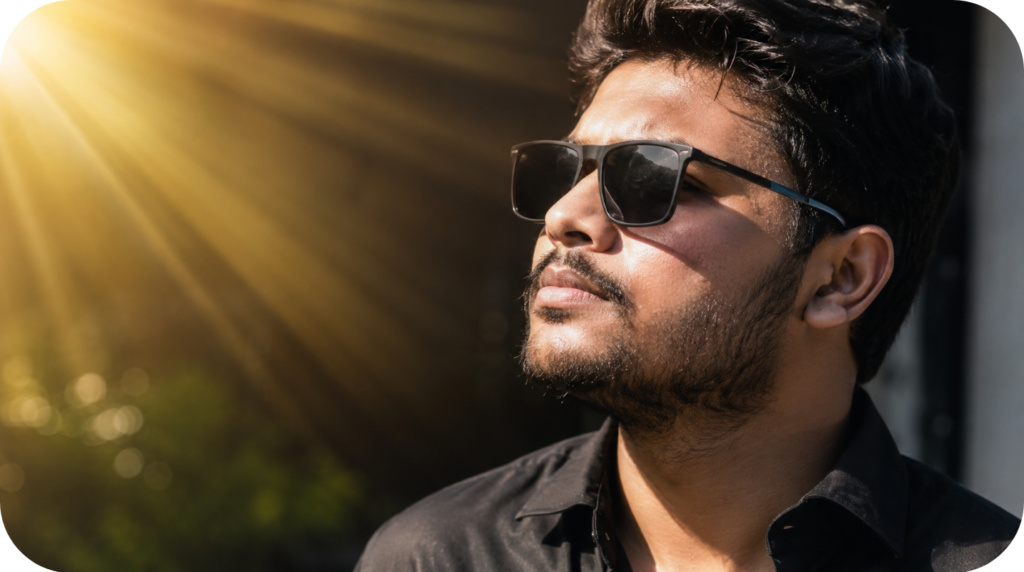 UV400 prescription sunglasses protecting eyes from sunlight