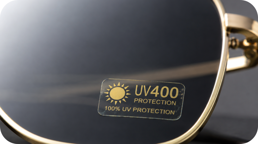 সানগ্লাসের লেন্সে UV400 প্রোটেকশন লেবেল